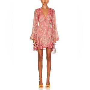 HEMANT & NANDITA Pink Floral Long Sleeve Dress